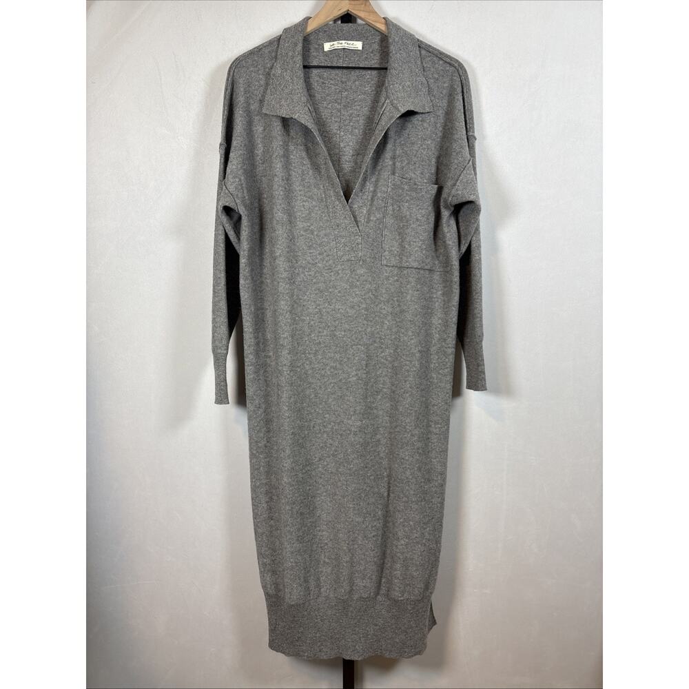 Free People We the Free Dana Polo Dress Women's XS Gray Cashmere Blend Oversized